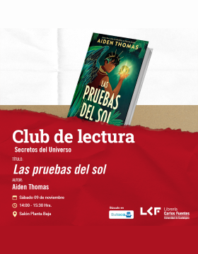 Cartel del Club de Lectura. Título: Las pruebas del sol