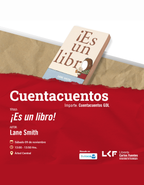 Cartel del Cuentacuentos. Título: ¡Es un libro!