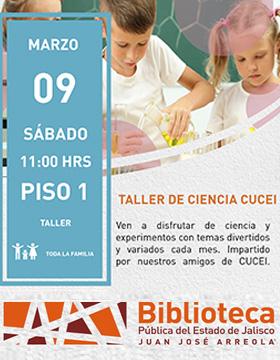 Cartel del Taller de ciencia CUCEI