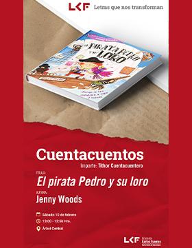 Cartel del Cuentacuentos. Título: El pirata Pedro y su loro