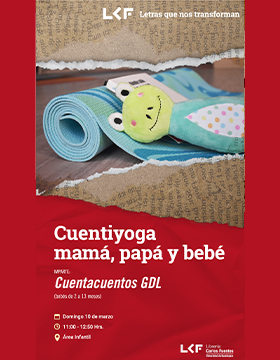 Cartel de Cuentiyoga mamá, papá y bebé