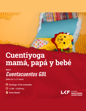 Cartel del Cuentiyoga mamá, papá y bebé