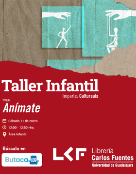 Cartel del Taller infantil. Título: Anímate