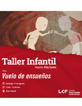 Cartel del Taller infantil. Título: Vuelo de ensueños