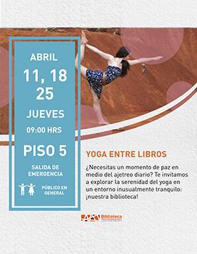 Cartel de Yoga entre libros