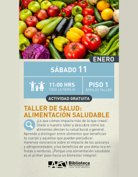 Cartel del Taller de salud: Alimentación saludable