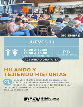 Cartel de Hilando y tejiendo historias Cartel de Hilando y tejiendo historias