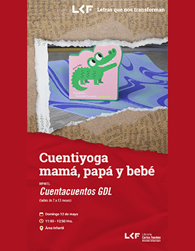 Cartel del Cuentiyoga mamá, papá y bebé