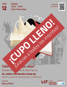 Cartel del Taller "Páginas que saltan"  Introducción al diseño de libros Pop-Up