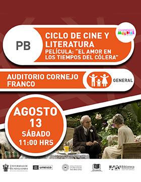 Ciclo de cine y literatura.   Película: “El amor en los tiempos del cólera”