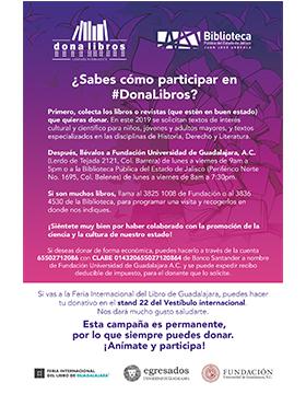 Campaña #DonaLibros 2019 en la FIL a llevarse a cabo del 30 de noviembre al 8 de diciembre.