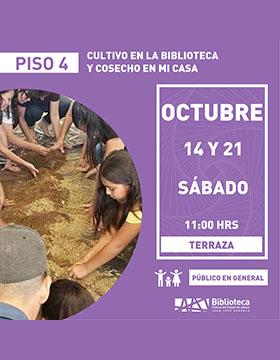 Cartel de Cultivo en la biblioteca y cosecho en mi casa