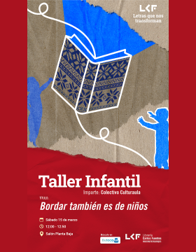 Cartel del Taller infantil Título Bordar también es de niños