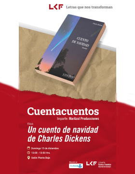 Cartel del Cuentacuentos. Título: Un cuento de navidad de Charles Dickens