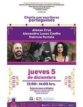 Charla con escritores portugueses a llevarse a cabo del 5 de diciembre a las 12:00 horas.