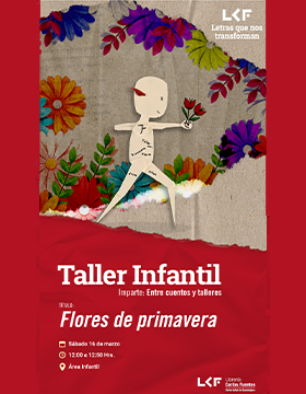 Cartel del Taller infantil.  Título: Flores de primavera