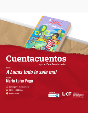 Cartel del Cuentacuentos. Título: A Lucas todo le sale mal