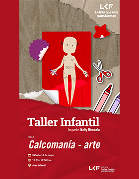 Cartel del Taller infantil. Título: Calcomanía - arte