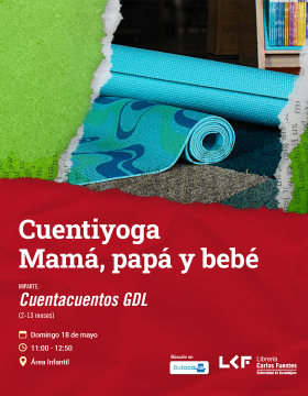 Cartel de Cuentiyoga mamá, papá y bebé