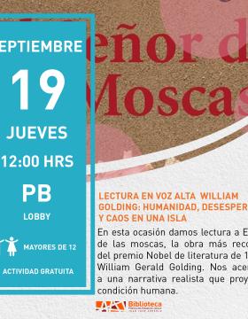 Cartel de Lectura en voz alta William Golding: Humanidad, desesperación y caos en una isla