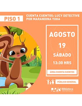 Cartel del Cuenta cuentos: Lucy detective, por Mandarina Yoga