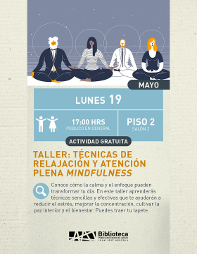 Cartel del Taller Técnicas de relajación atención y plena mindfulness
