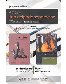 Presentación de los libros: Atrios y Una delgada separación a llevarse a cabo el 6 de noviembre a las 17:00 horas.