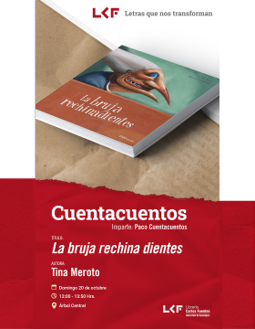 Cartel del Cuentacuentos. Título: La bruja rechina dientes