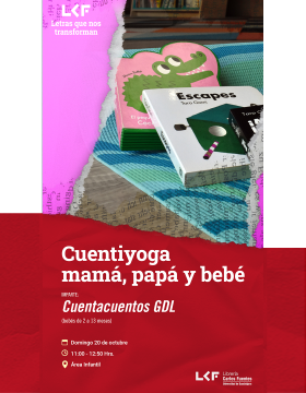 Cartel de Cuentiyoga mamá, papá y bebé