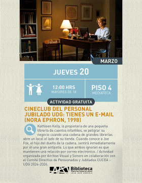 Cartel del Cineclub del personal jubilado UDG: Tienes un e-mail (Nora Ephron, 1998)