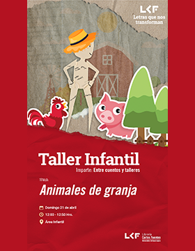 Cartel del Taller infantil. Título: Animales de granja
