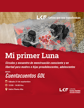 Cartel del "Mi primer luna". Título: "Círculos y encuentro de Menstruación Consciente y en Libertad para madres e hijas preadolescentes, adolescentes"