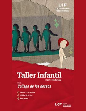 Cartel del Taller infantil. Título: "Collage de los deseos"