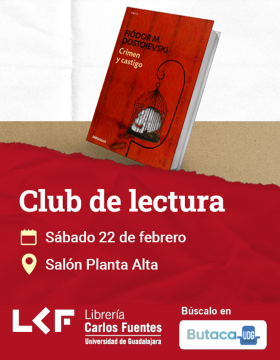 Cartel del Club de Lectura. De la lectura al diálogo. Título: Crimen y castigo