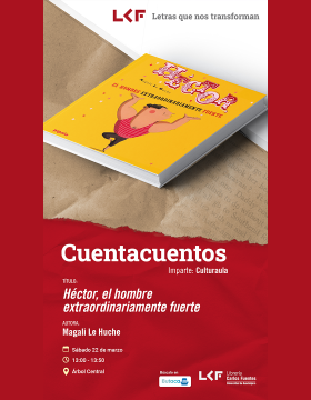 Cartel del Cuentacuentos Título Héctor, el hombre extraordinariamente fuerte