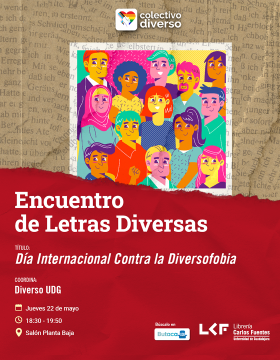 Cartel del Encuentro de Letras Diversas. En el marco del Día Internacional Contra la Diversofobia