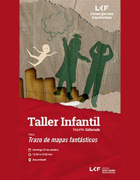 Cartel del Taller infantil. Título: "Trazo de Mapas Fantásticos"