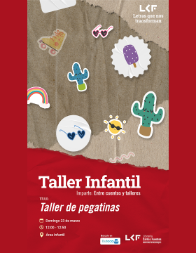 Cartel del Taller infantil Título Taller de pegatinas