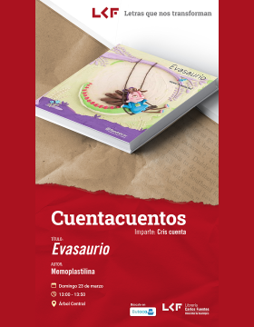 Cartel del Cuentacuentos Título Evasaurio