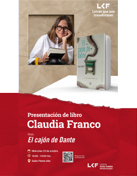 Cartel de la Presentación del libro. Título: El cajón de Dante