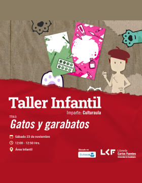 Cartel del Taller infantil. Título: Gatos y garabatos