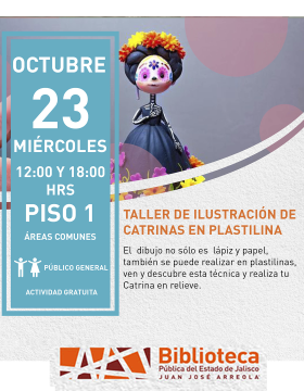 Cartel del Taller de ilustración de catrinas en plastilina