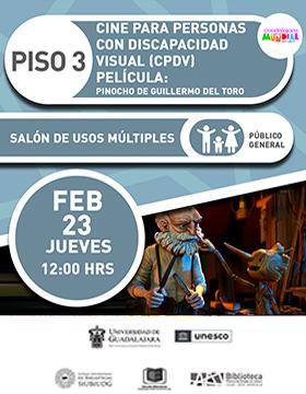 Cine para personas con discapacidad visual (CPDV).  Película: “Pinocho de Guillermo del Toro”.