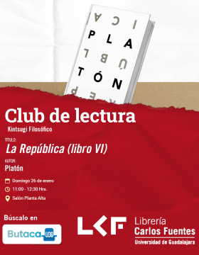 Cartel del Club de Lectura. Kintsugi Filosófico. Título: La República (libro VI)