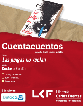 Cartel del Cuentacuentos. Título: Las pulgas no vuelan