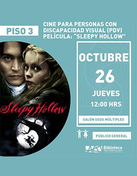Cartel del Cine para personas con discapacidad visual (PDV). Película: Sleepy hollow