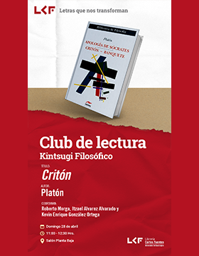 Cartel del Club de Lectura Kintsugi Filosófico. Título: Critón