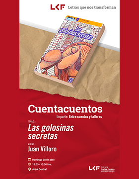 Cartel del Cuentacuentos. Título: Las golosinas secretas