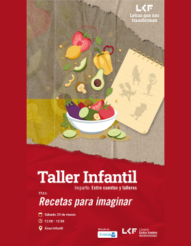 Cartel del Taller infantil Título Recetas para imaginar