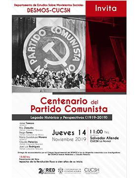 Centenario del Partido Comunista. Legado histórico y perspectivas (1919-2019) a llevarse a cabo el 14 de noviembre.